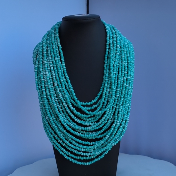 Turquoise Beaded Multistrand Necklace - Picture 2 of 7